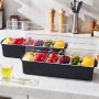 VEVOR Ice Cooled Condiment Serving Container, 6 Compartments Chilled Server, Fruit Veggie Condiment Caddy, Plastic Garnish Station Lid Dispenser Tray, for Bartending & Serving Taco Restaurant Supplies