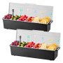 VEVOR Ice Cooled Condiment Serving Container, 6 Compartments Chilled Server, Fruit Veggie Condiment Caddy, Plastic Garnish Station Lid Dispenser Tray, for Bartending & Serving Taco Restaurant Supplies