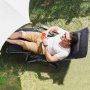 VEVOR Schwerelosigkeitsstuhl, 26 Zoll Schwerelosigkeits-Liegestuhl für drinnen und draußen, verstellbarer Anti-Schwerkraftstuhl mit Kissen, Kopfstütze, Fußstütze und Getränkehalter, 500 lbs, schwarz