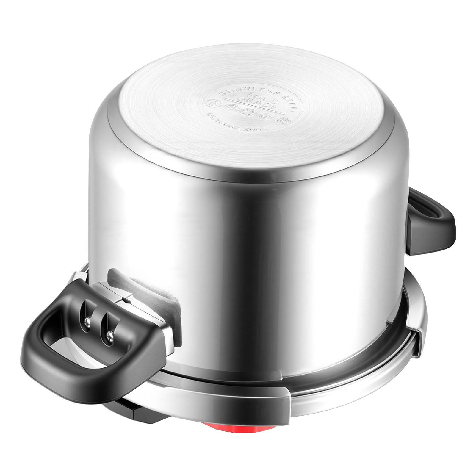 VEVOR Pressure Cooker, 6L Pressure Cooker Stainless Steel, Pressures Canner with Steaming Rack, Tempered Glass Lid, Three Pressures Settings for Meat, Beans, Rice, Soup, Sauces, Cook up to 100 kPa