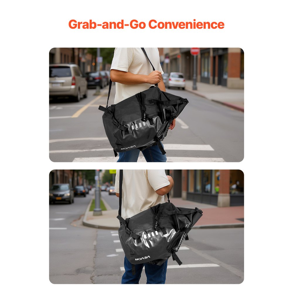 VEVOR Motorradtasche Motorrad Satteltasche 14 L x 2 wasserfest, große Seitensatteltasche für Motorradgepäck, Gepäckaufbewahrung mit unterem Gurt, Schwarz Seitentasche Outdoor Sport