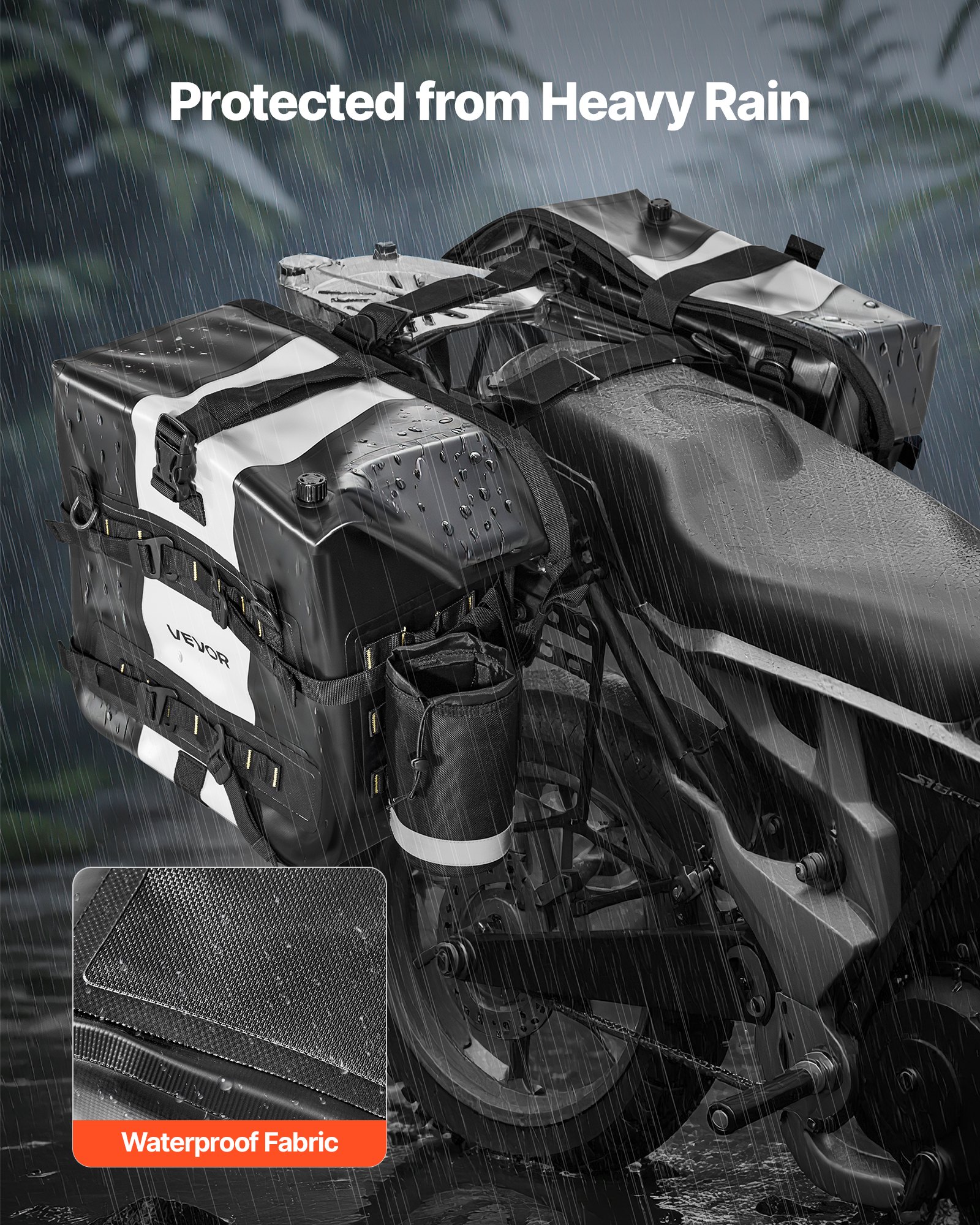 VEVOR Motorradtasche Motorrad Satteltasche 28 L x 2 wasserfest, Seitensatteltasche für Motorradgepäck, Gepäckaufbewahrung mit abnehmbarer Innentasche, Schwarz Seitentasche Outdoor Sport