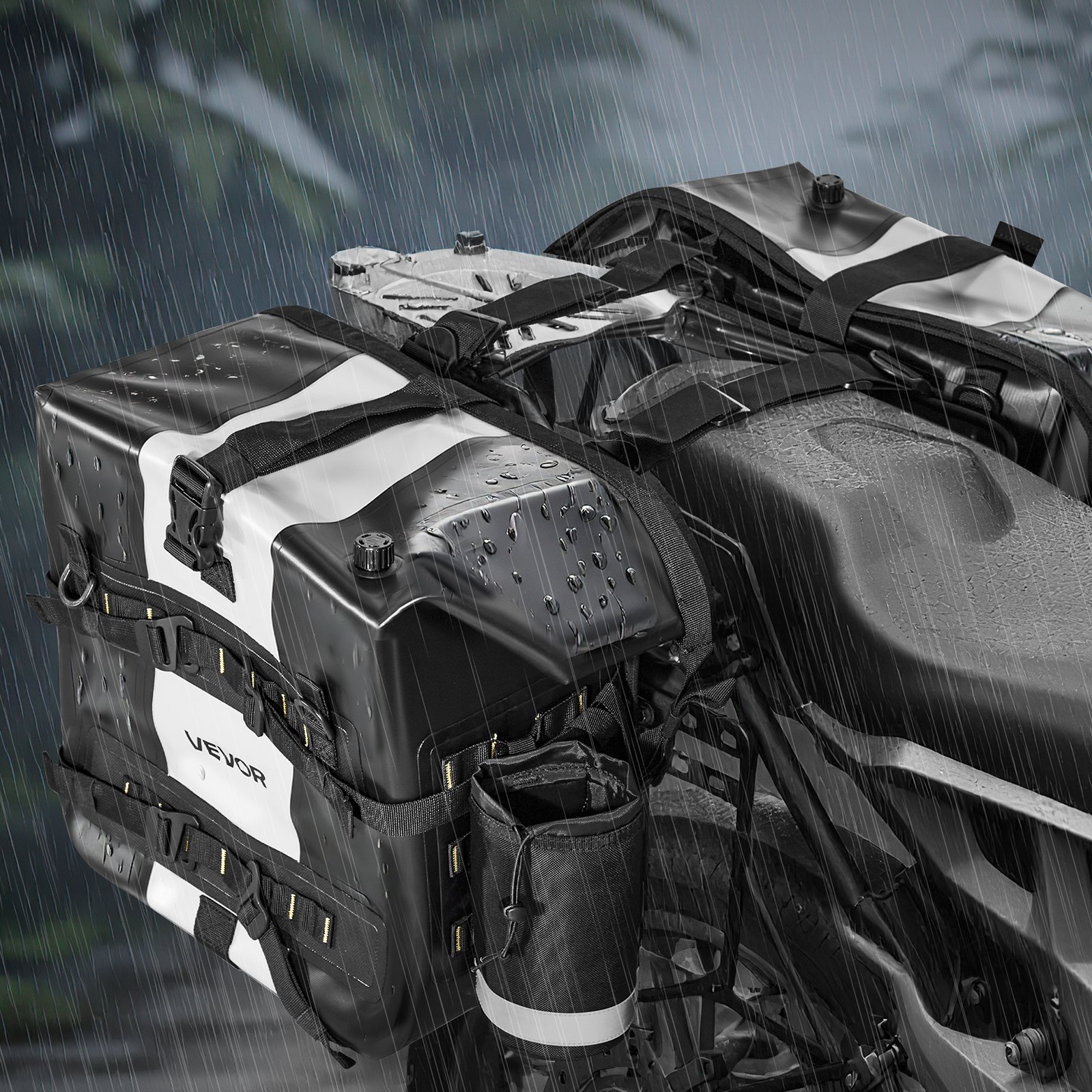 VEVOR Motorradtasche Motorrad Satteltasche 28 L x 2 wasserfest, Seitensatteltasche für Motorradgepäck, Gepäckaufbewahrung mit abnehmbarer Innentasche, Schwarz Seitentasche Outdoor Sport