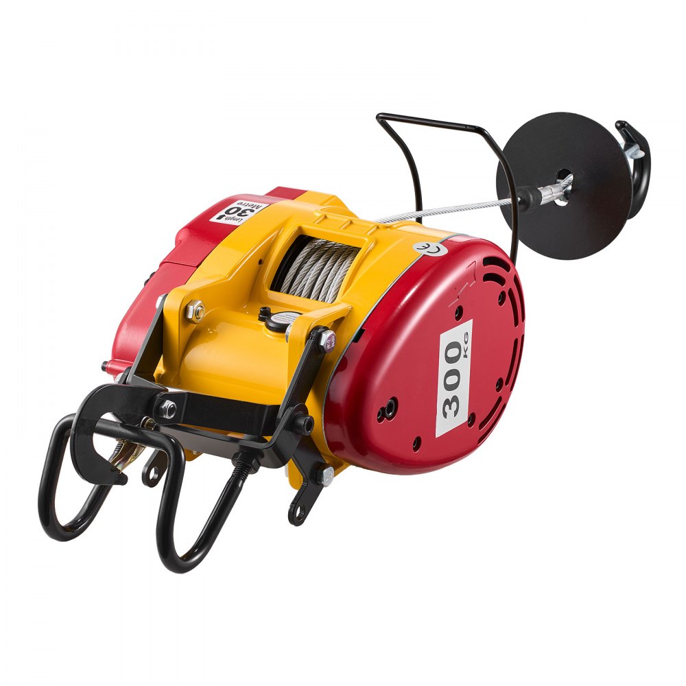 VEVOR Seilwinde Elektrisch 300 kg, 2-in-1 Elektro-Seilhebezug 1500 W, Hebezug 30 m Hubhöhe, Seilzug 18,9 m/min, mit kabelgebundener & kabelloser Fernbedienung für Fabrik, Lagerhalle & Garage