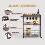 VEVOR 3-lagiges Servierwagen Vintage Küchenwagen, 79,5 x 40 x 90 cm Rollwagen Barwagen 50 kg, MDF-Platte + Stahl Servierwagen mit Haken & Weinregalen für Restaurant, Party, Innendekoration usw.