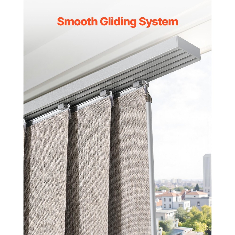 VEVOR Flächenvorhänge, ausziehbare Schiene von 116 cm bis 218 cm (B), zuschneidbare Flächenvorhänge bis 243 cm (H), Vertikale Verdunkelungs-Schiebegardinen für Schiebetüren Terrassentüren Braun