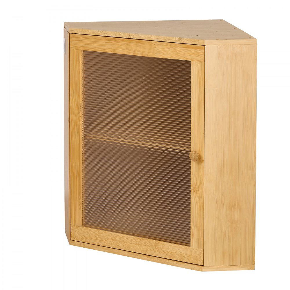 VEVOR Eck-Brotkasten 2 Ebenen Acrylfenster Brotbox 321x321x427mm Bambusholz Ideal für Bagels, Muffins & Selbstgebackenes Brot, Magnetverschluss & 3-Stufig Höhenverstellbarer Einlegeboden, Belüftet