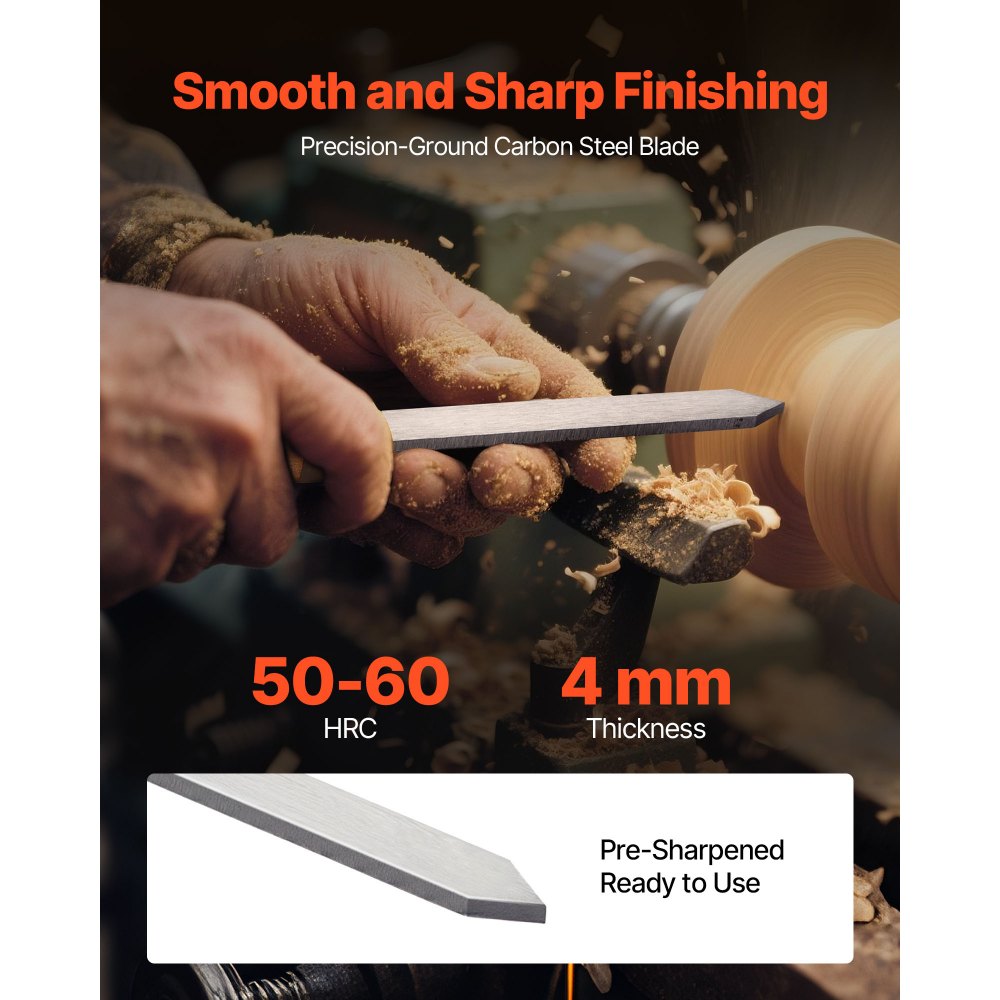 VEVOR Drechseleisen-Set, 8-teilig, Drechselmesser mit Klinge aus Kohlenstoffstahl, 2 Schrägmeißel, 1 Speerspitze, 1 Abstechmeißel, 1 Rundspitze, 3 Hohleisen, 1 Oxford-Tasche, Drechselwerkzeug