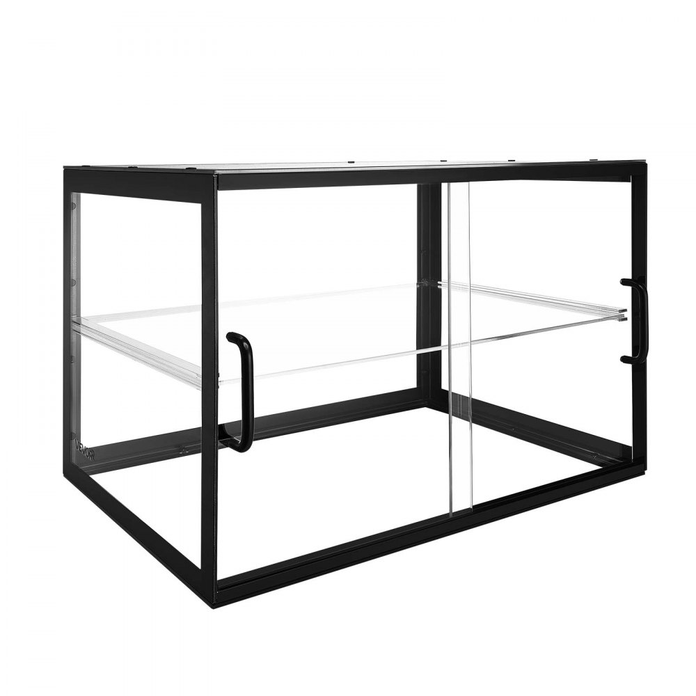 VEVOR Bakery Display Case, 2-Tier Commercial Countertop Pastry Display Case, Clear Acrylic Bread Box for Kitchen, Party Cake Cabinet with Sliding Door for Cookie Dessert Donut, 550 x 385 x 390 mm