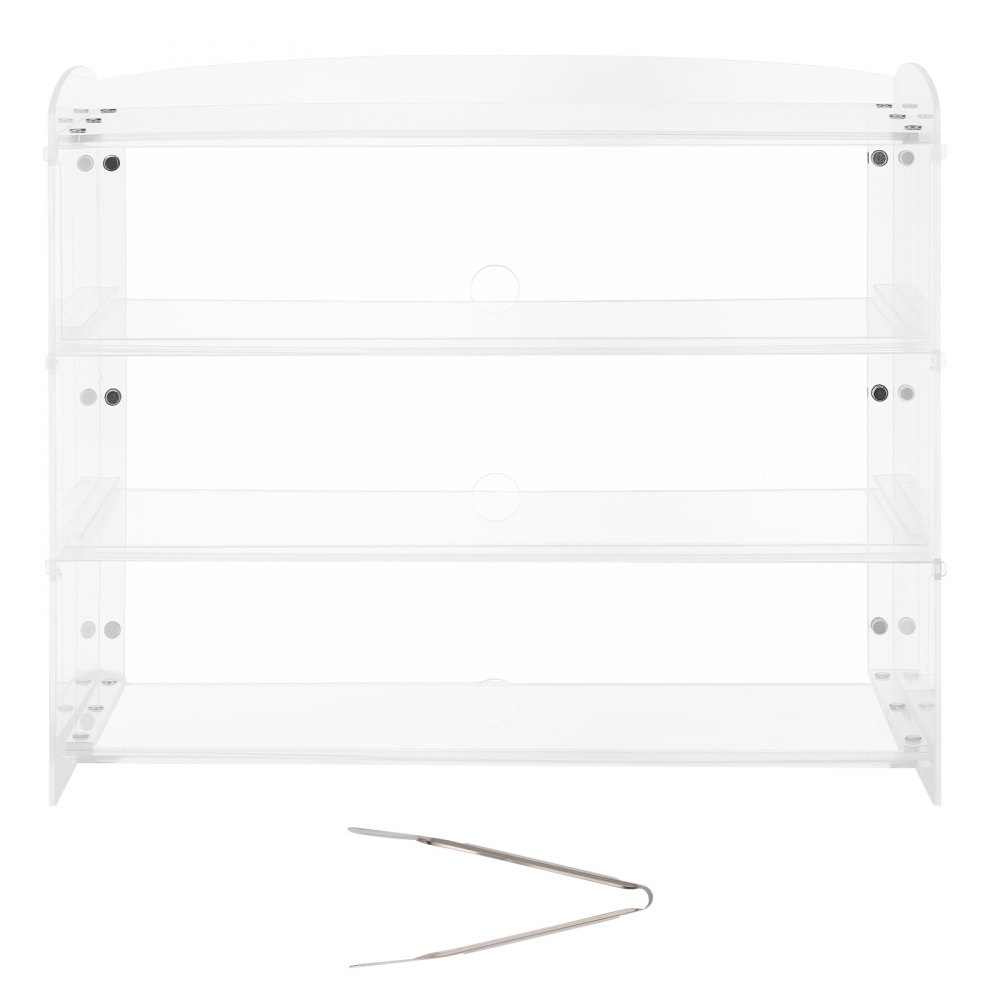 VEVOR Bakery Display Case, 3-Tier Commercial Countertop Pastry Display Case, Clear Acrylic Bread Box for Kitchen, Party Cake Cabinet with Flip-Up Door for Cookie Dessert Donut, 482 x 232 x 380 mm