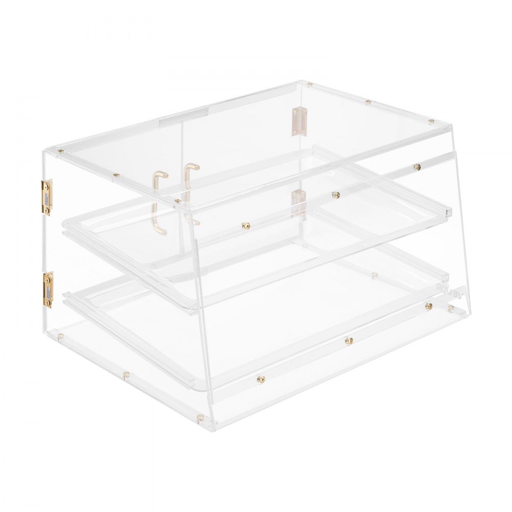 VEVOR Gebäckvitrine 2-stöckig, Gewerbliche Bäckereivitrine aus Transparentem Acryl, Thekenvitrine mit Magnetischer Rücktür & Abnehmbarer Trennwand für Kekse, Desserts und Donuts, 526 x 400 x 305 mm