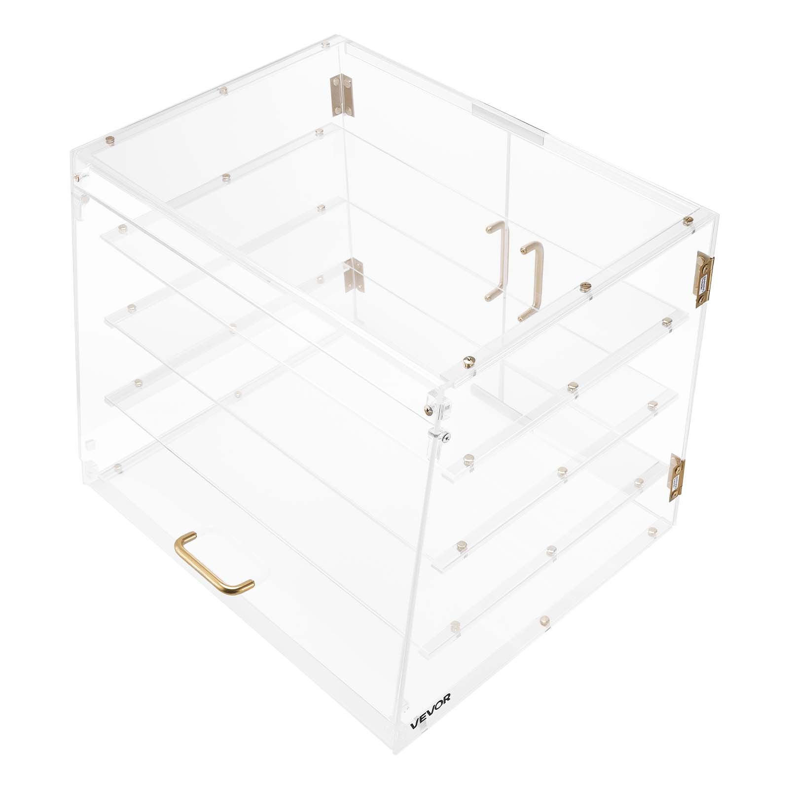 VEVOR Gebäckvitrine 4-stöckig, Gewerbliche Bäckereivitrine aus Transparentem Acryl, Thekenvitrine mit Magnetischer Rücktür & Abnehmbarer Trennwand für Kekse Desserts Donuts, 530 x 435 x 415 mm
