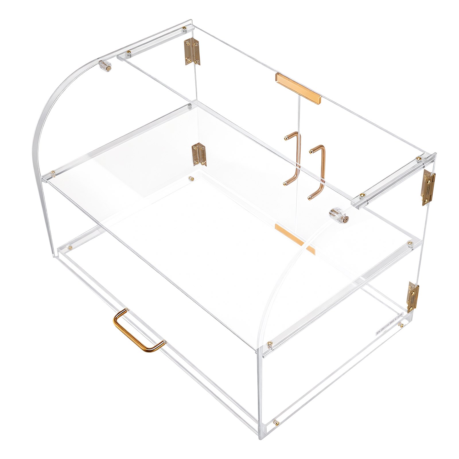 VEVOR Gebäckvitrine 2-stöckig, Gewerbliche Bäckereivitrine aus Transparentem Acryl, Thekenvitrine mit Magnetischer Rücktür & Abnehmbarer Trennwand für Kekse Desserts Donuts, 558 x 355 x 355 mm