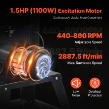 VEVOR Bandsäge 1100W Elektrische Tischsäge 440–846U/min 1-1/2PS 330mm Höhe