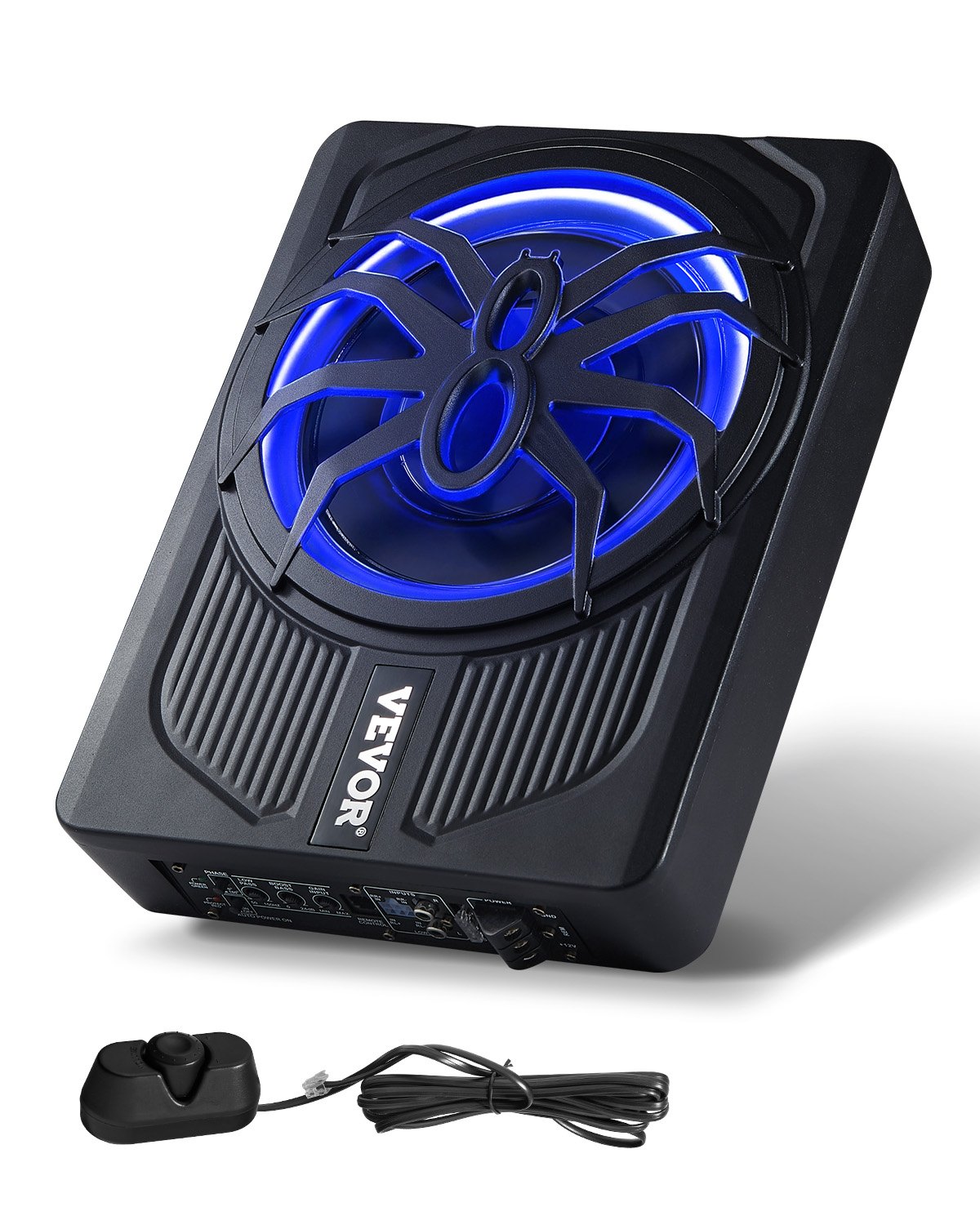 VEVOR Untersitz Auto Subwoofer 440 W 254 mm schlanker Auto Subwoofer unter dem Sitz Subsystem mit eingebautem Verstärker, Hoch-/Niedrigpegel-Eingang und Lautstärkeregler für SUVs Lkws