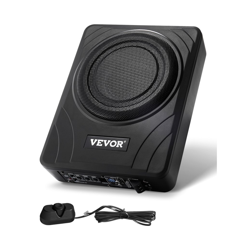 VEVOR Untersitz Auto Subwoofer 300 W schlanker Auto Subwoofer mit Stromversorgung, Subsystem mit eingebautem Verstärker, Hoch-/Niedrigpegel-Eingang und Lautstärkeregler für SUVs Lkws Wohnmobile