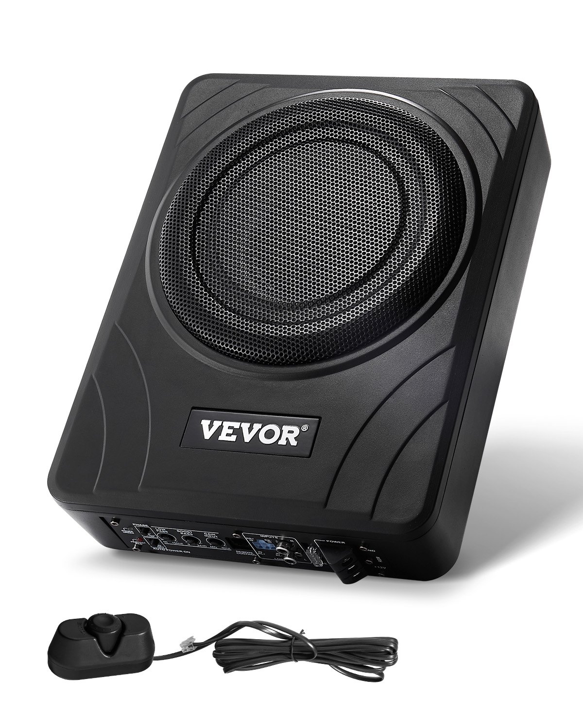 VEVOR Untersitz Auto Subwoofer 300 W schlanker Auto Subwoofer mit Stromversorgung, Subsystem mit eingebautem Verstärker, Hoch-/Niedrigpegel-Eingang und Lautstärkeregler für SUVs Lkws Wohnmobile