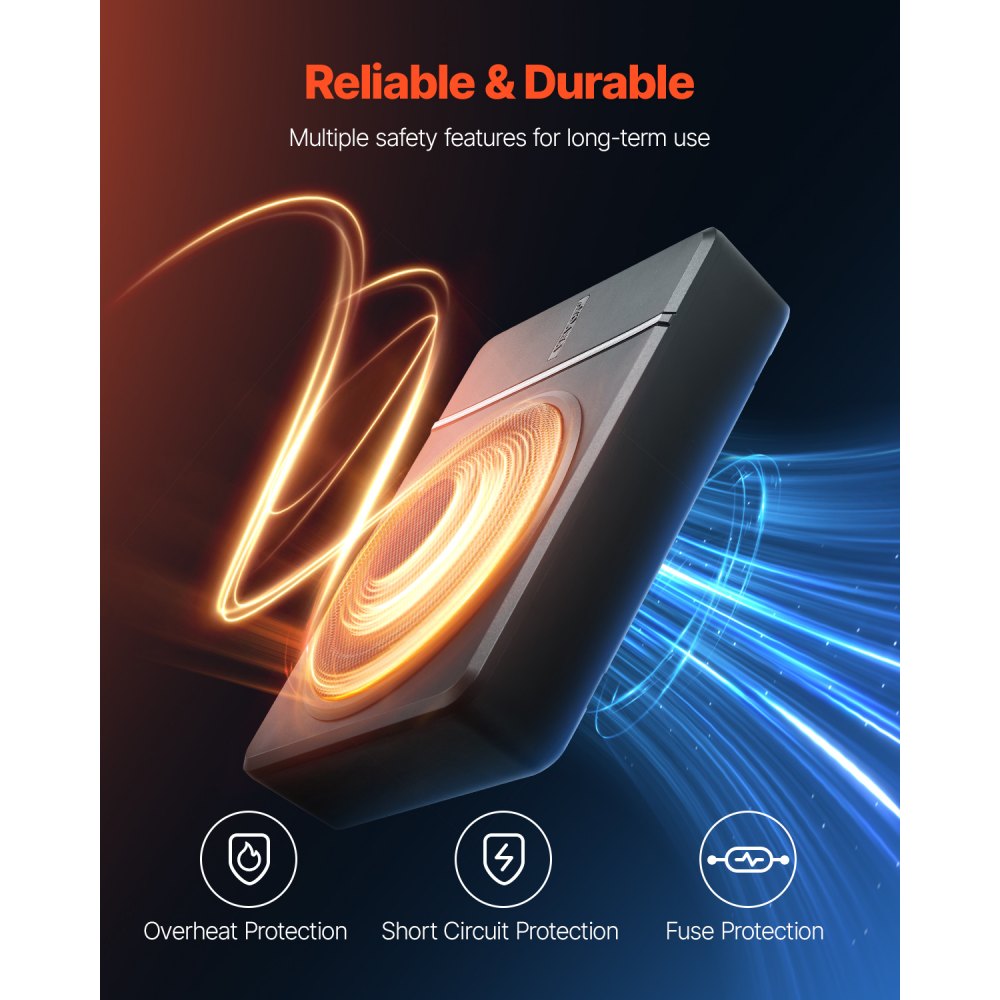 VEVOR Untersitz Auto Subwoofer 240 W schlanker Auto Subwoofer mit Stromversorgung, Subsystem mit eingebautem Verstärker, Hoch-/Niedrigpegel-Eingang und Lautstärkeregler für SUVs Lkws Wohnmobile