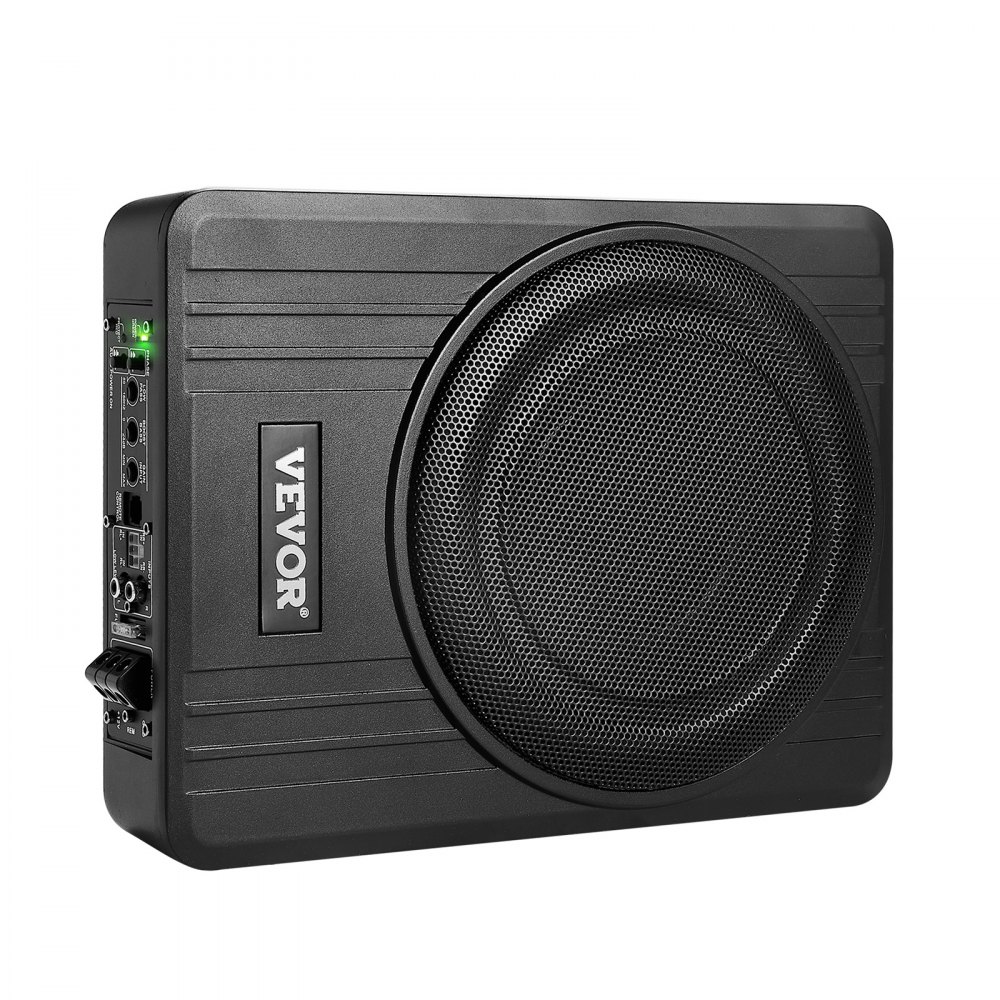 VEVOR Untersitz Auto Subwoofer 300 W 254 mm schlanker Auto Subwoofer mit Stromversorgung, Subsystem mit eingebautem Verstärker, Hoch-/Niedrigpegel-Eingang und Lautstärkeregler für SUVs Lkws