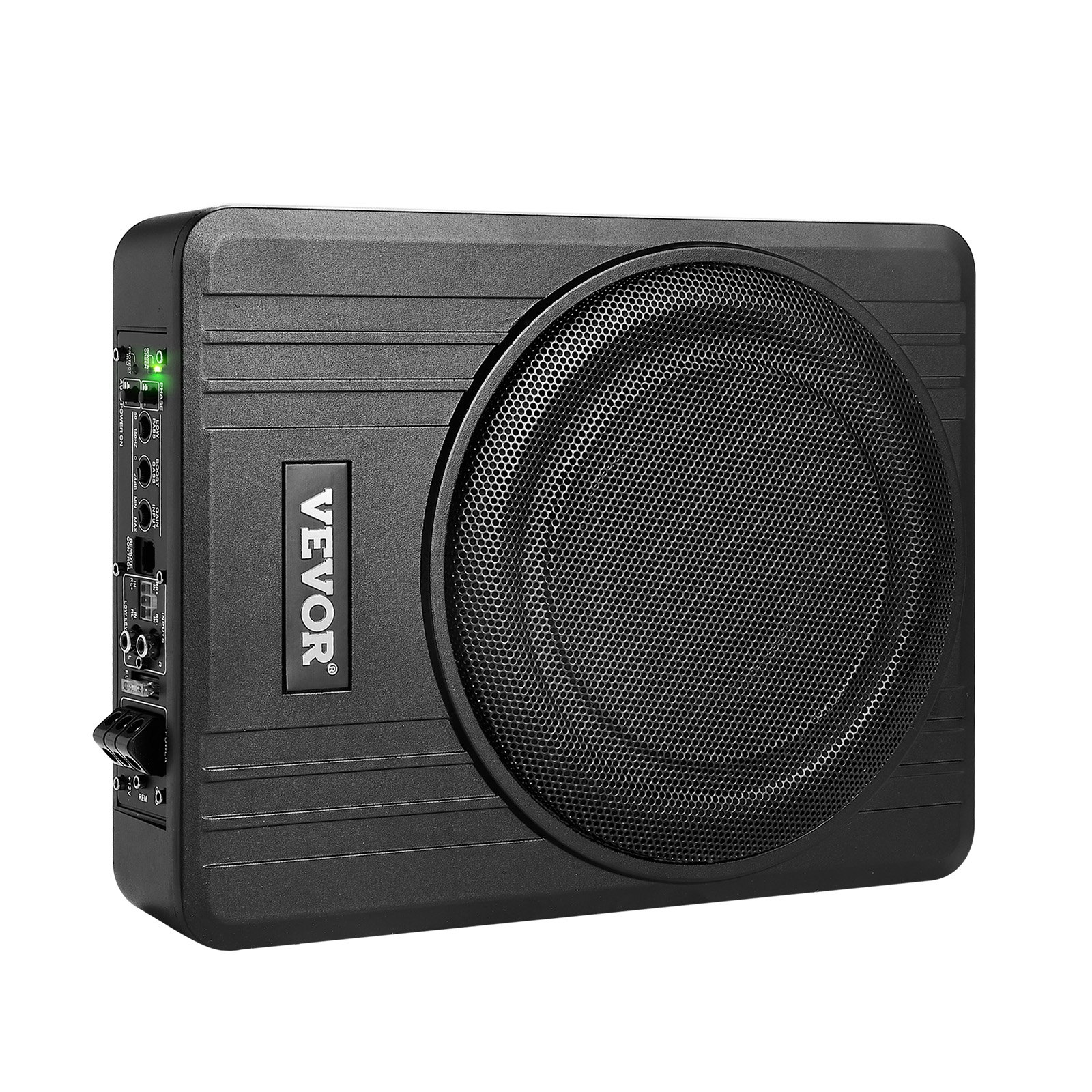 VEVOR Untersitz Auto Subwoofer 300 W 254 mm schlanker Auto Subwoofer mit Stromversorgung, Subsystem mit eingebautem Verstärker, Hoch-/Niedrigpegel-Eingang und Lautstärkeregler für SUVs Lkws