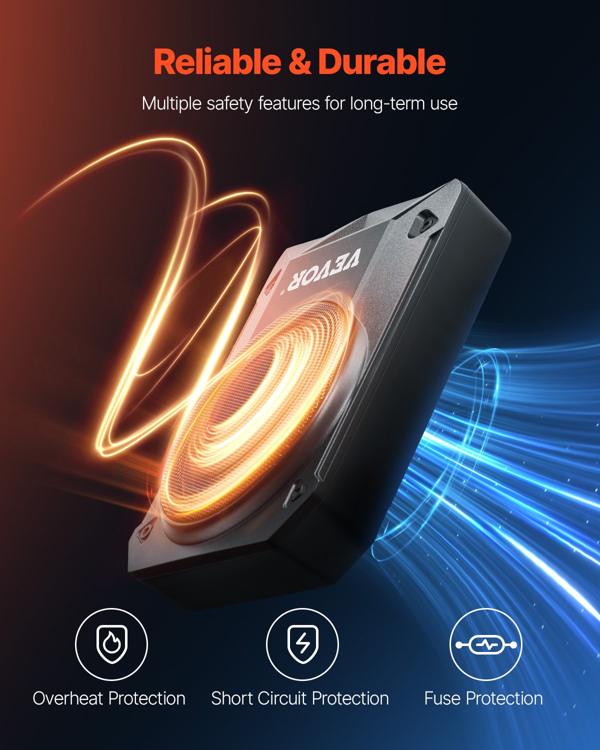 VEVOR Untersitz Auto Subwoofer 400 W 254 mm schlanker Auto Subwoofer mit Stromversorgung, Subsystem mit eingebautem Verstärker, Hoch-/Niedrigpegel-Eingang und Lautstärkeregler für SUVs Lkws