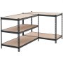 VEVOR Schwerlastregal 1228x619x1813mm, 1360,8kg Belastbares Lagerregal mit Stahlgestell & 5 Verstellbaren Ablagen, Teilbares Steckregal als Werkbank, Flexibles Metallregal für Keller Garage Werkstatt