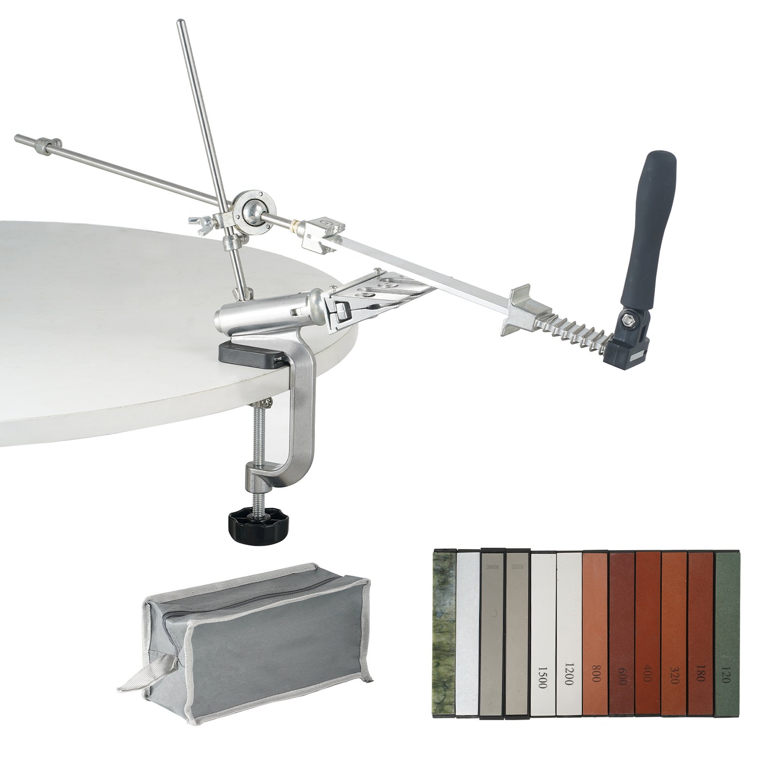 VEVOR Messerschärfer-Set, 360° drehbar, mit 12 Schleifsteinen, Körnung 120–10.000