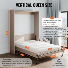 VEVOR Schrankbettfedern Mechanismus Bett Twin Deluxe Bettstütze 2055x1175x2080mm