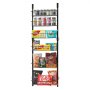 VEVOR Pantry Organizer Over-the-Door Storage, 6-Tier Hanging Spice Racks Made of Steel, Adjustable Wall-Mounted Storage Shelves, for Home Kitchen Bathroom, Black