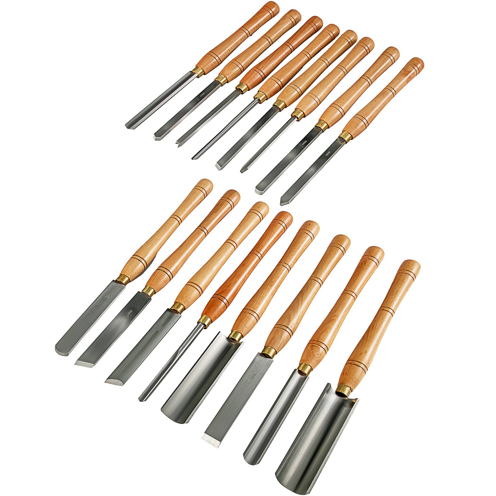 VEVOR Stechbeitel Set 16 Stück Holz Schnitzwekzeug Hochgeschwindigkeitsstahl mit Koffer kostenloser Meißel Stecheisen Satz