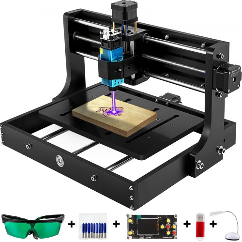 VEVOR CNC Fräsmaschine 3020 3 Achsen, CNC Laser Graviermaschine 5,5 W, Holz Router DIY Mini CNC 3020 Maschine, Lasergravur Maschine mit Offline Regler, GRBL-Steuerung 300 x 200 x 40 mm, USB Verbindung