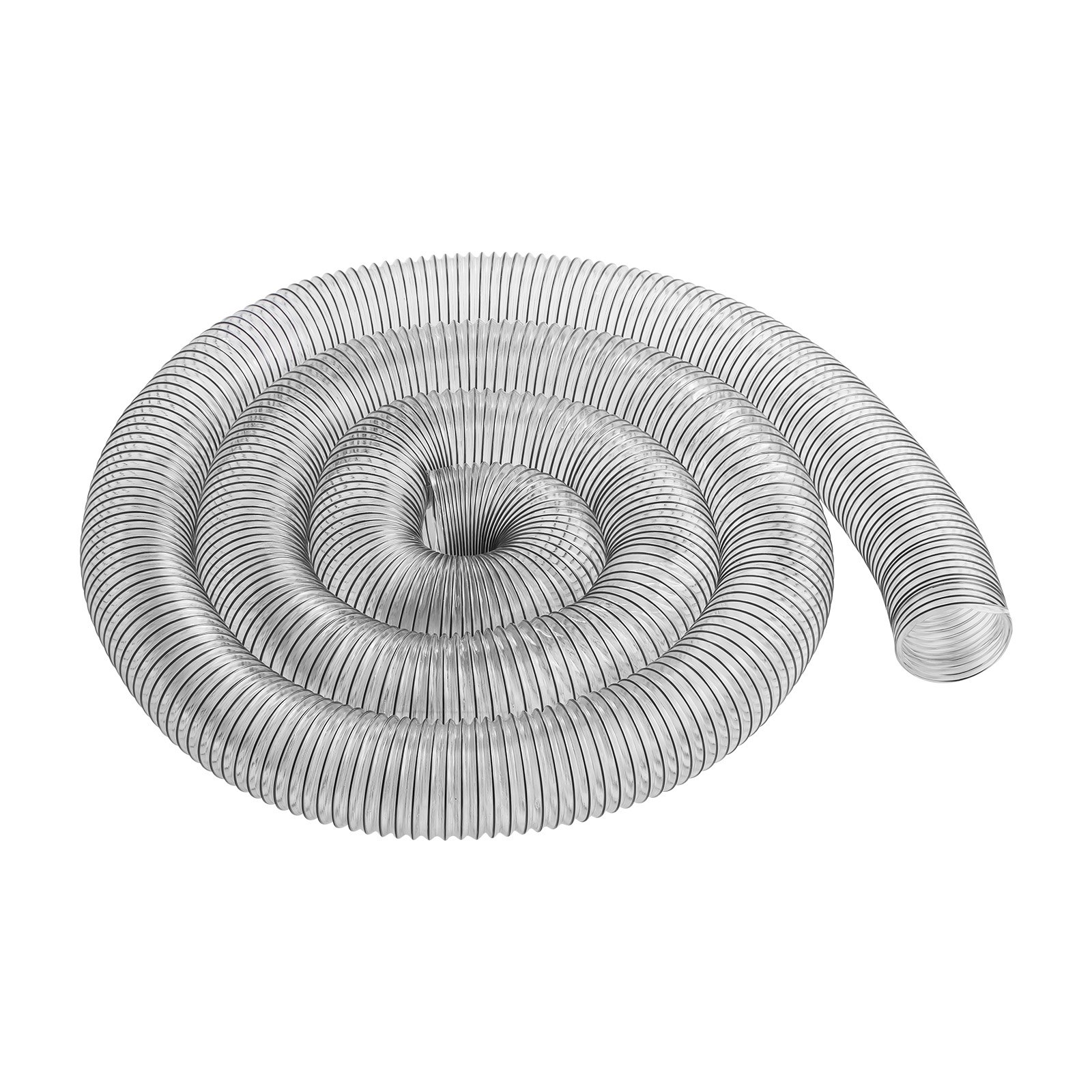 VEVOR Staubsammelschlauch, 4 Zoll x 20 Fuß, verdicktes PVC-Material, durchstichfester, flexibler, transparenter Schlauch mit Kohlenstoffstahldrahtspule, 4 x 304 Edelstahlklemmen, für Tischsäge, Bandsäge, Hobel, Abrichthobel