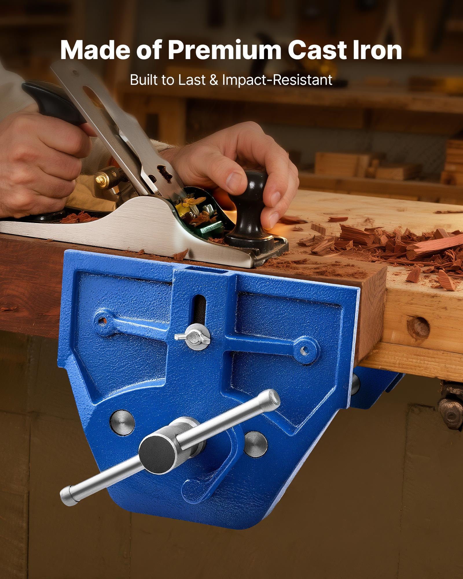 VEVOR Schnellspanner-Schraubstock für Holzbearbeitung, 17,78 cm Backenbreite, Schraubstock, 20,32 cm Backenöffnung, Gusseisenkonstruktion, Werkbankschraubstock mit verstellbarem Frontanschlag