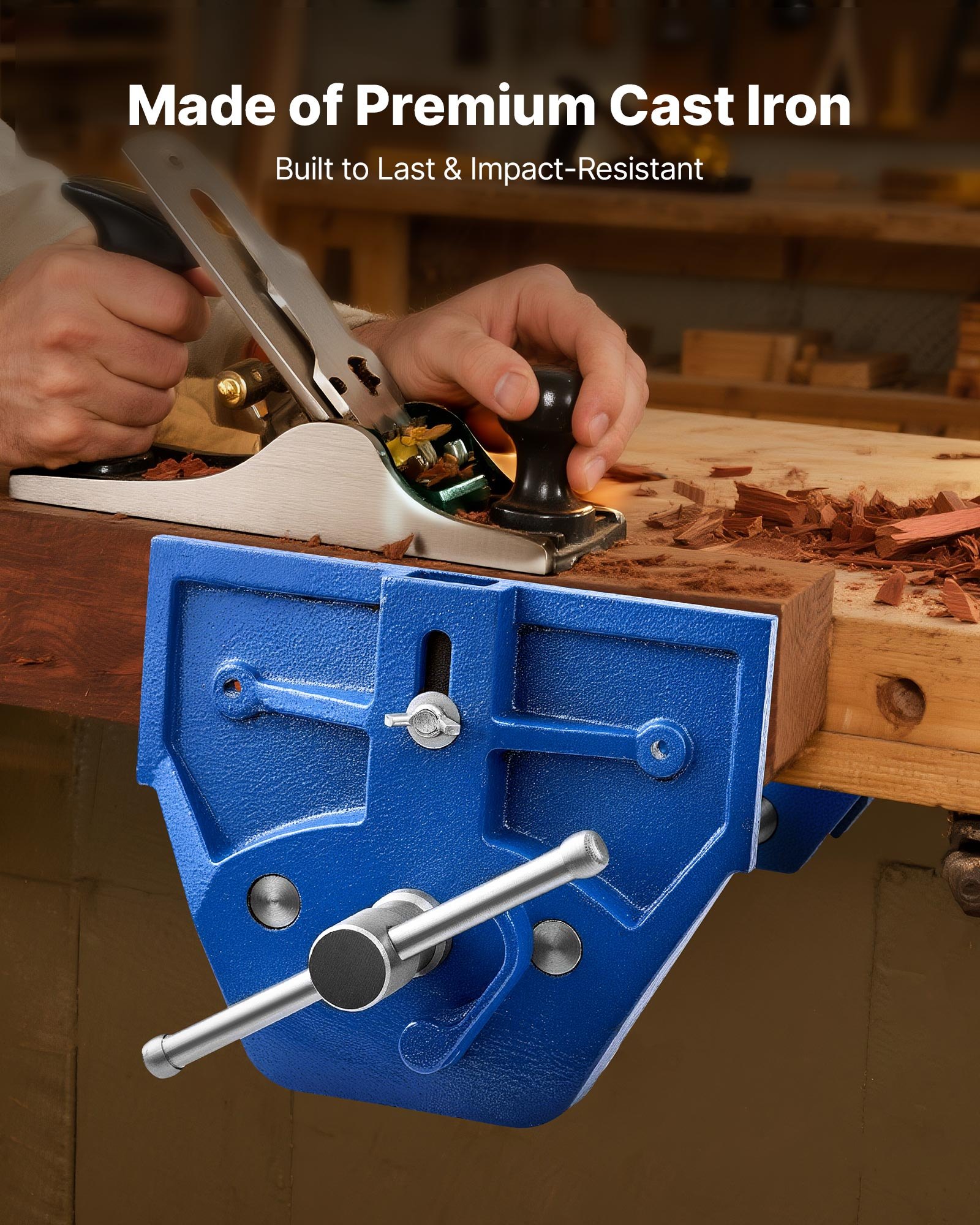 VEVOR Schnellspanner Schraubstock für Holzbearbeitung, 22,86 cm Backenbreite, Schraubstock, 25,9 cm Backenöffnung, Gusseisenkonstruktion, verstellbarer Frontanschlag, Werkbankschraubstock