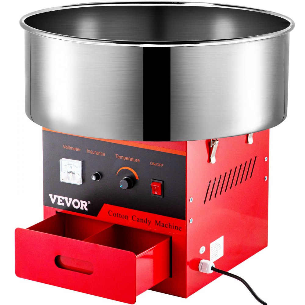 VEVOR Zuckerwattemaschine Edelstahl Elektrische Zuckerwattegerät 54 x 54 x 45 cm Zuckerwatte Maschine für Zuhause rot bunter zucker für zuckerwattemaschine 1000W