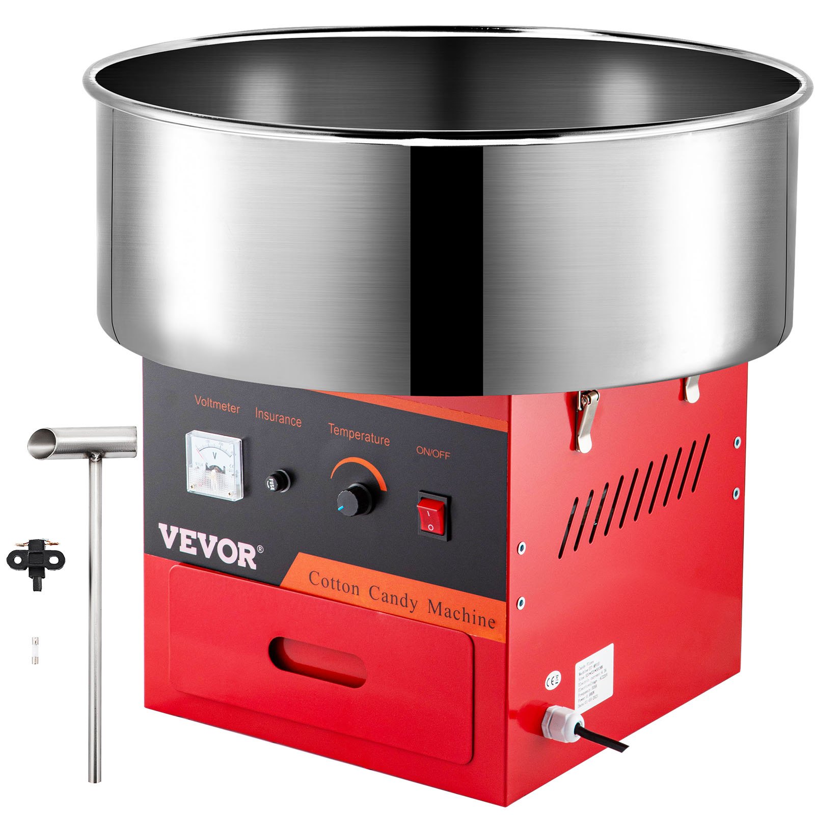 VEVOR Zuckerwattemaschine Edelstahl Elektrische Zuckerwattegerät 54 x 54 x 45 cm Zuckerwatte Maschine für Zuhause rot bunter zucker für zuckerwattemaschine 1000W