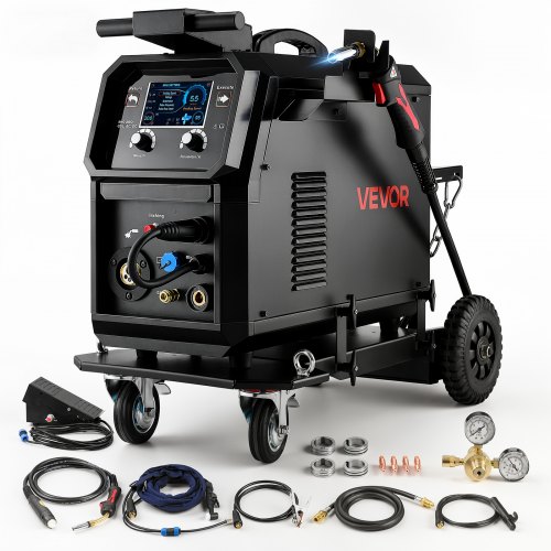 VEVOR 200A MIG-Schweißgerät 9-in-1 MIG-Schweißmaschine 220V Schweißwagen, Ideal für Werkstatt, MIG-GAS, Fülldraht, AC-WIG, AC-Puls-WIG, DC-WIG, DC-Puls-WIG, MMA & Alu-MIG-Schweißen, Fußpedalsteuerung