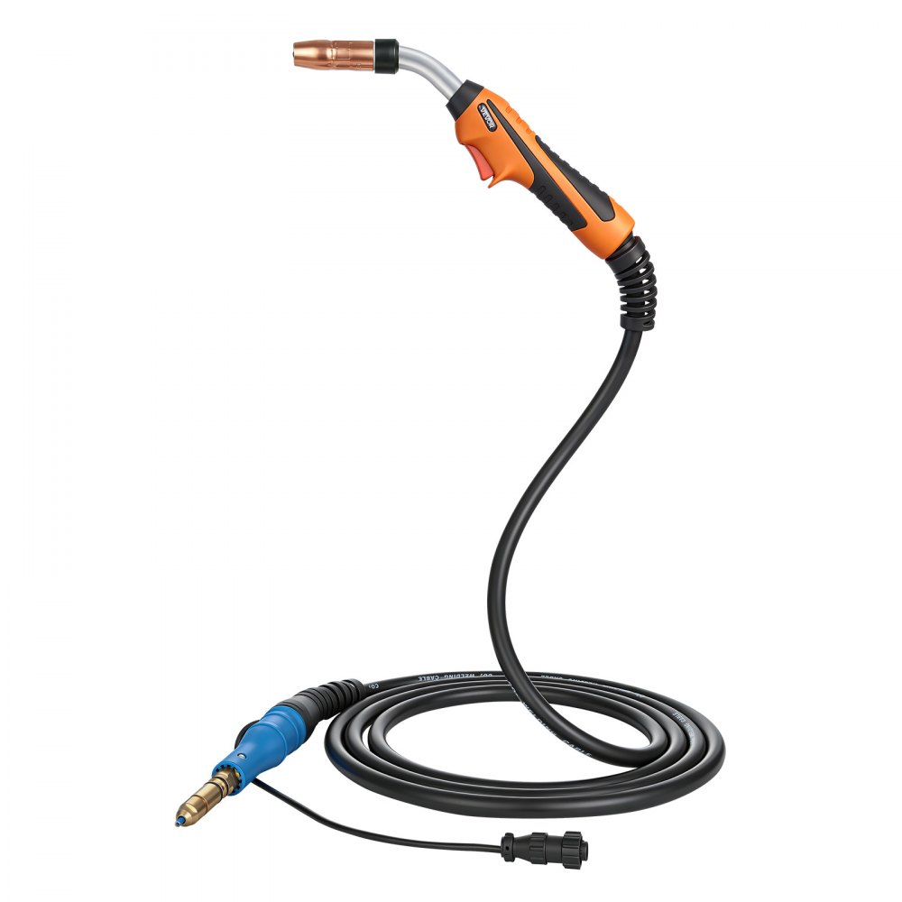 VEVOR 250A MIG Schweißbrenner mit 4,57 m Schlauch, MIG Schweißpistole mit 0,8/0,9 mm Ersatzdüsen, Profi-Schweißzubehör Kompetibel mit Miller MDX-250, Schutzgasschweißgerät für Werkstatt & Industrie