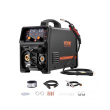 VEVOR Pro MIG-Schweißgerät, 200 Ampere Pluse MIG-Welder, 5-in-1 Schweißer MIG Pluse, gasloses MIG, Gas-MIG, MMA und Lift WIG, mit IGBT-Wechselrichtertechnologie und LCD-Bildschirmanzeige