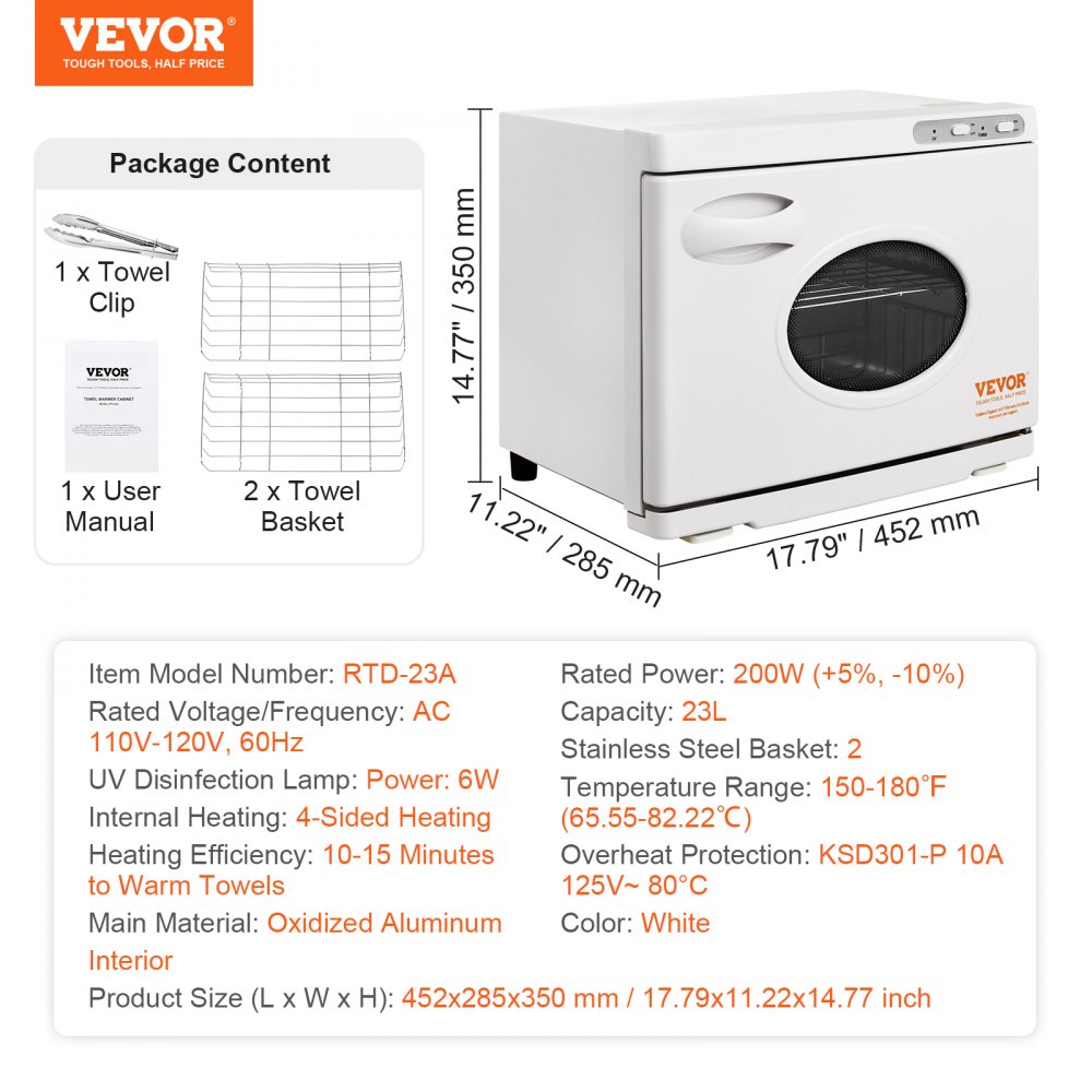 VEVOR  23 L Handtuchwärmer Kompressen Towel Handtuch Wärmer 50–60 Handtücher, Handtuch Hot Cabinet Handtuch Hot Cabinet mit UV-Lampe, Kompressenwärmer Heißhandtuchwärmer 360°-Heizfunktion