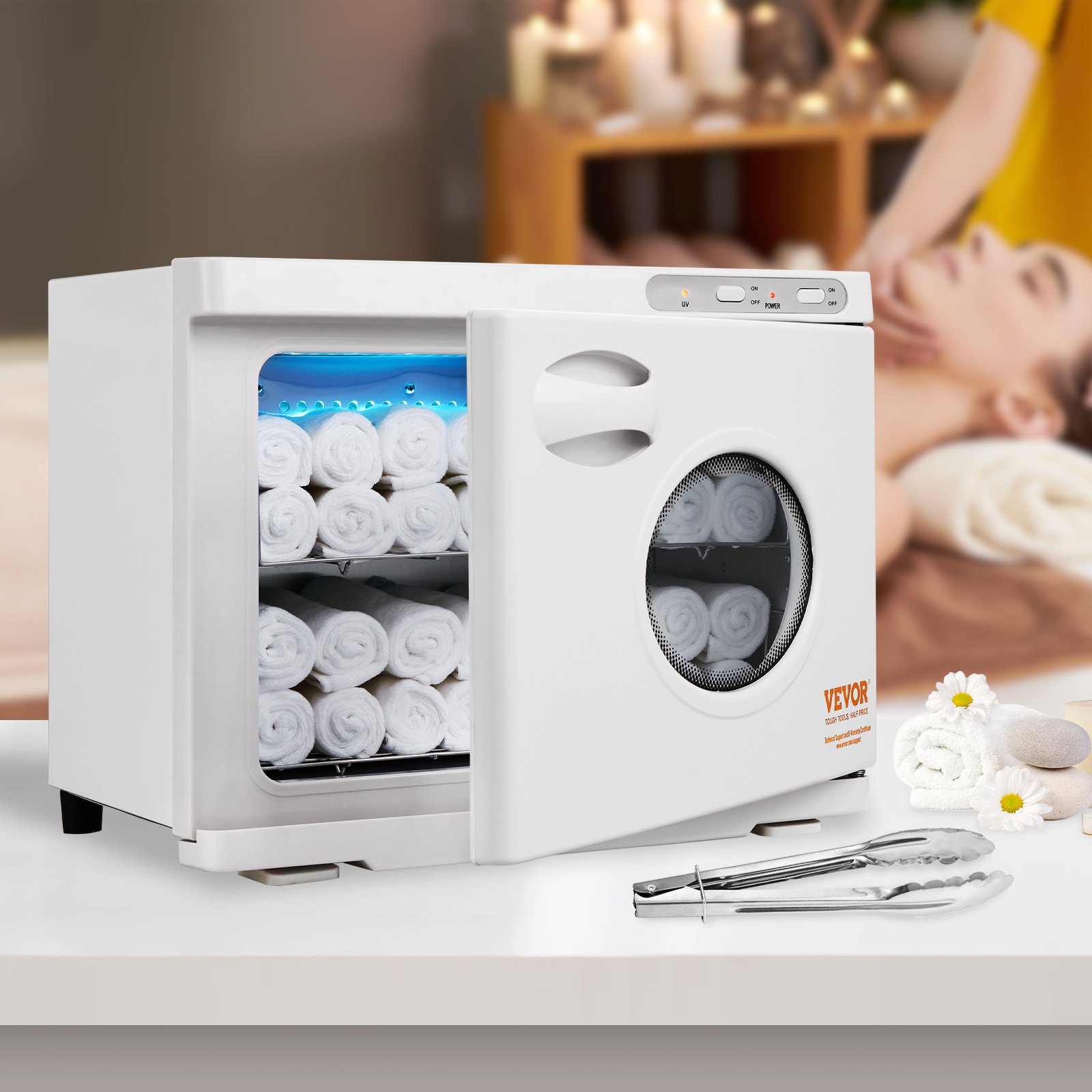 VEVOR  23 L Handtuchwärmer Kompressen Towel Handtuch Wärmer 50–60 Handtücher, Handtuch Hot Cabinet Handtuch Hot Cabinet mit UV-Lampe, Kompressenwärmer Heißhandtuchwärmer 360°-Heizfunktion