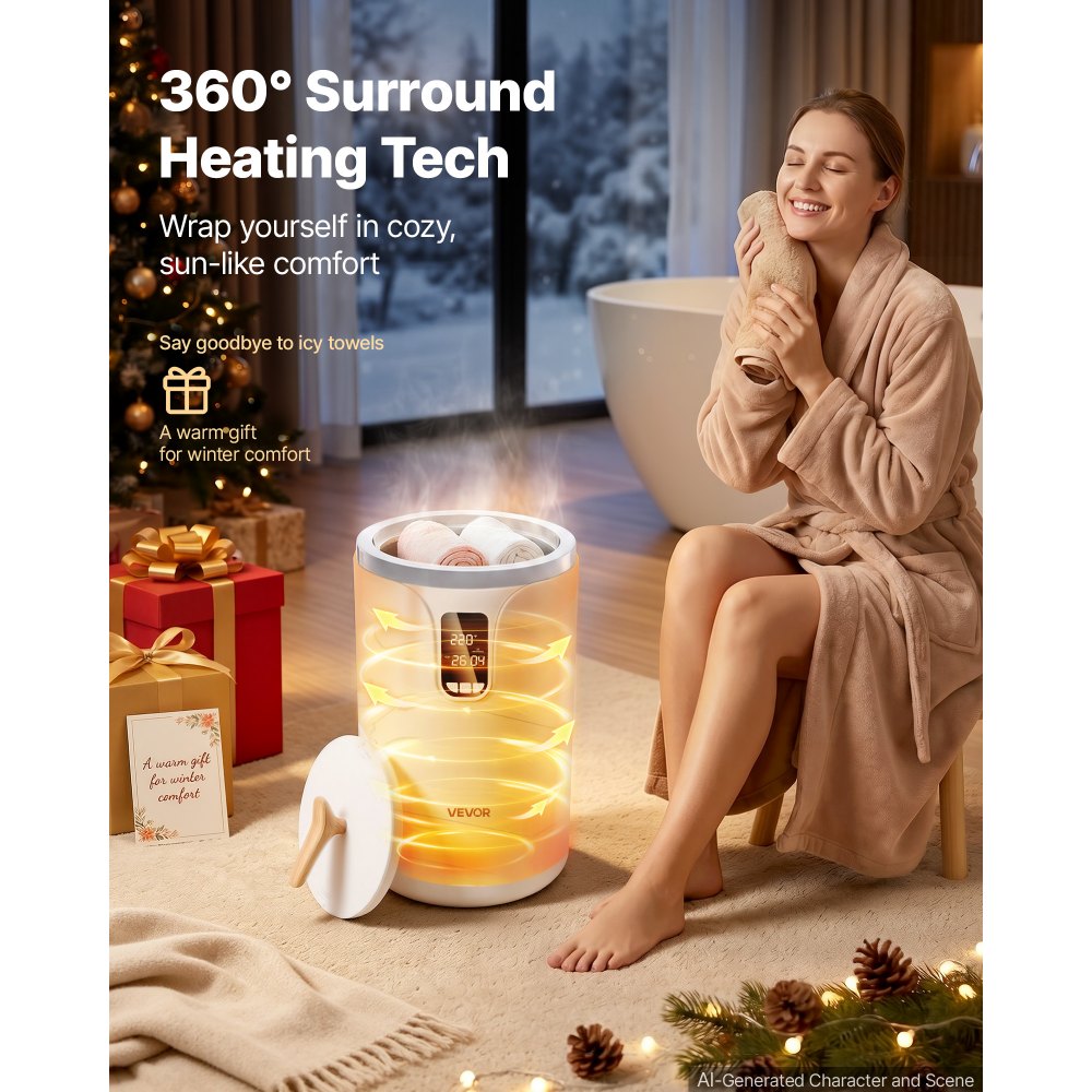VEVOR Handtuchwärmer Eimer Wärmegerät 20 L mit LED-Anzeige & Einstellung (Timer & Temperatur) & Sicherheitsschloss, Towel Warmer für Badezimmer Waschküche Boden, zum Wärmen von Decken, Pyjamas
