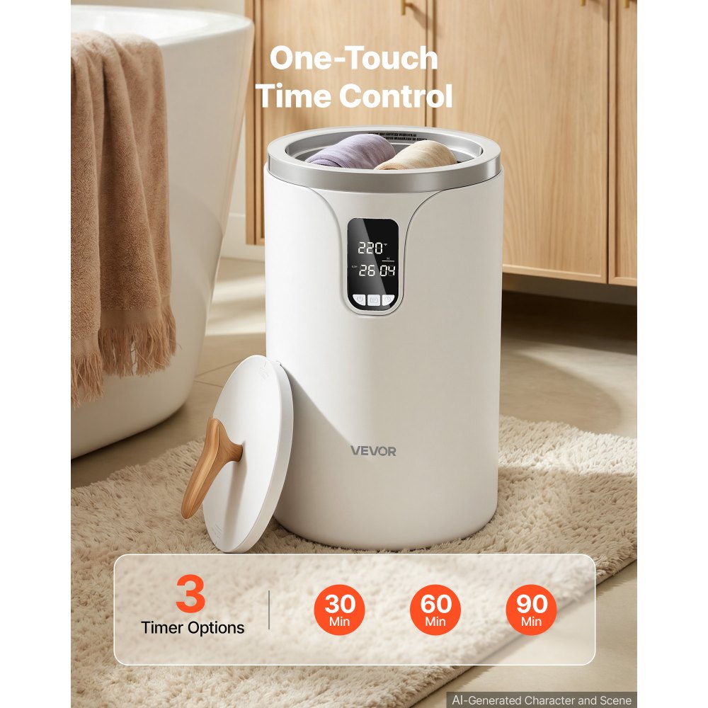 VEVOR Handtuchwärmer Eimer Wärmegerät 20 L mit LED-Anzeige & Einstellung (Timer & Temperatur) & Sicherheitsschloss, Towel Warmer für Badezimmer Waschküche Boden, zum Wärmen von Decken, Pyjamas