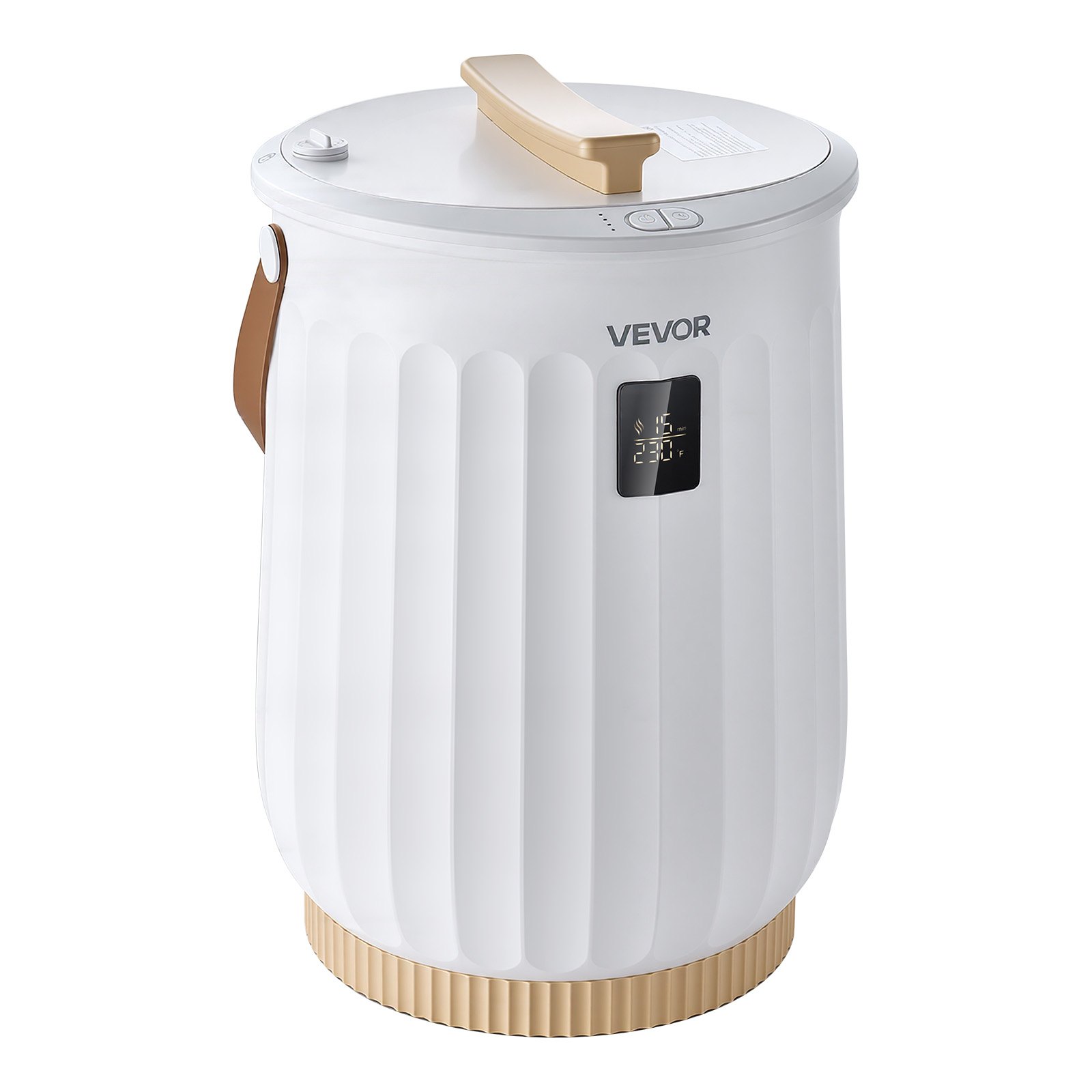 VEVOR Handtuchwärmer Eimer 20 L Heißtuchdampfer Wärmegerät Handtuchheizung, für Handtücher Decken Bademäntel, 4-fach einstellbarer Timer, Holzgriff, Automatische Abschaltung, Eingebaute Aromabox, Weiß