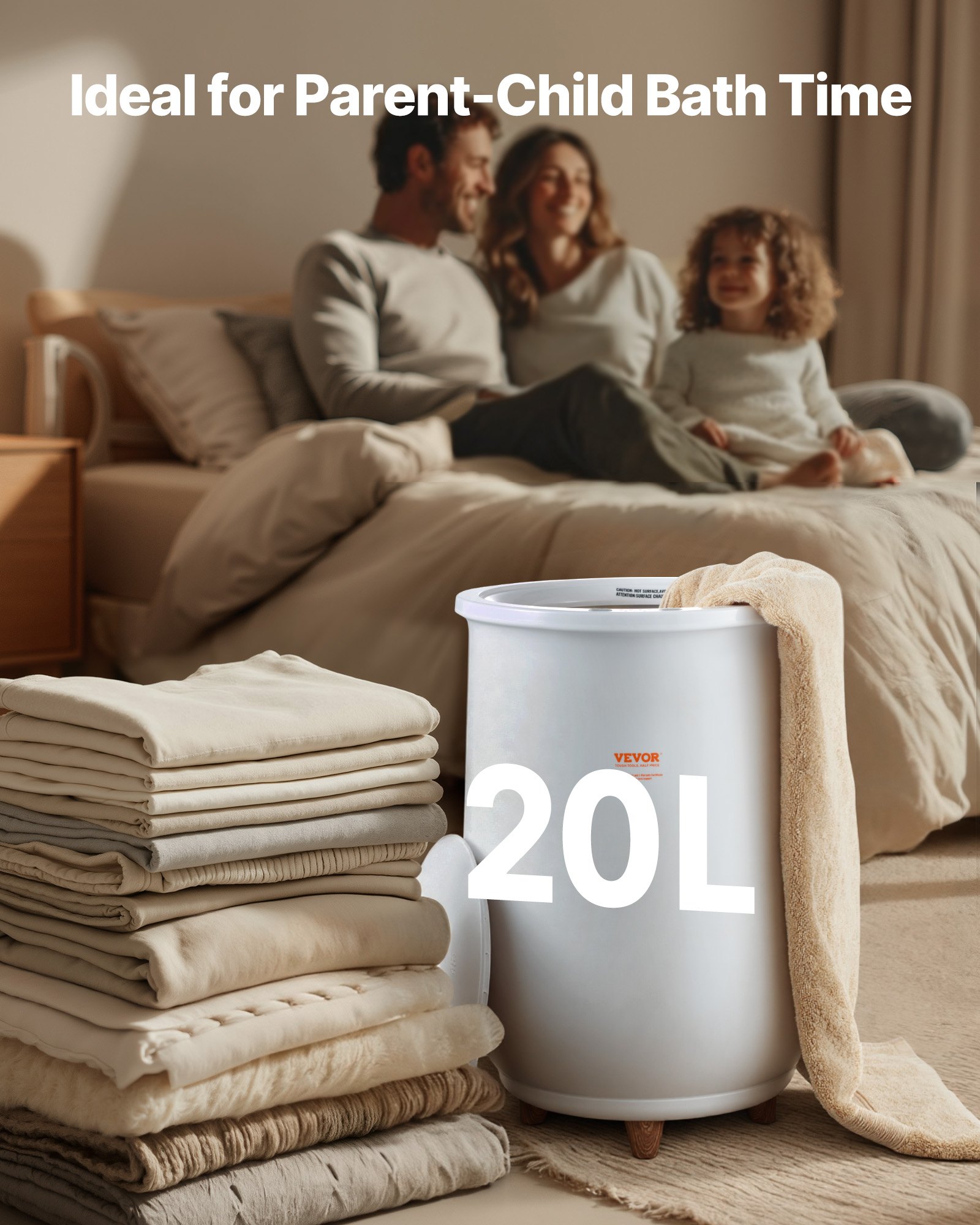 VEVOR Handtuchwärmer Eimer 20L Elektrisch Bucket Style mit Selbst Abschaltfunktion Handtuch Wärmegerät 465W Handtuchwärmer Elektrisch Ideal zum Wärmen von Handtücher Bademäntel Decken