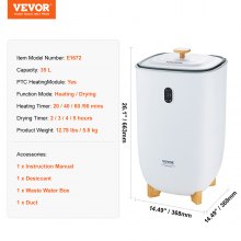 VEVOR Handtuchwärmer 35L Eimer LED-Bildschirm Handtuchtrockner Weiß Timer