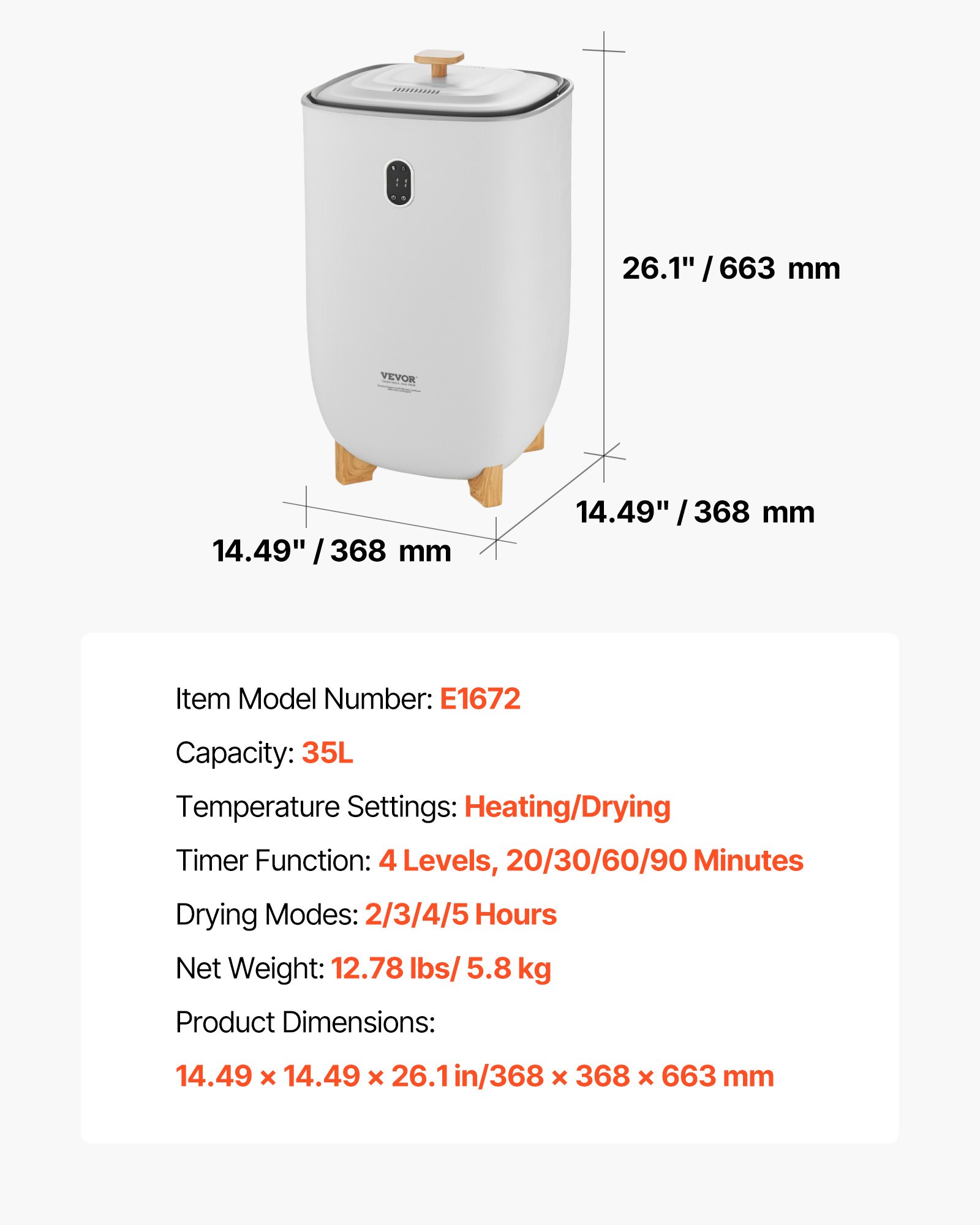 VEVOR 35L großer Handtuchwärmer-Eimer, Handtuchwärmer mit LED-Bildschirm und Trockenfunktion, intelligenter Handtuchwärmer mit einstellbarem Timer für Badezimmer, Bademantel, Decke und Pyjama, automatische Abschaltung, weiß