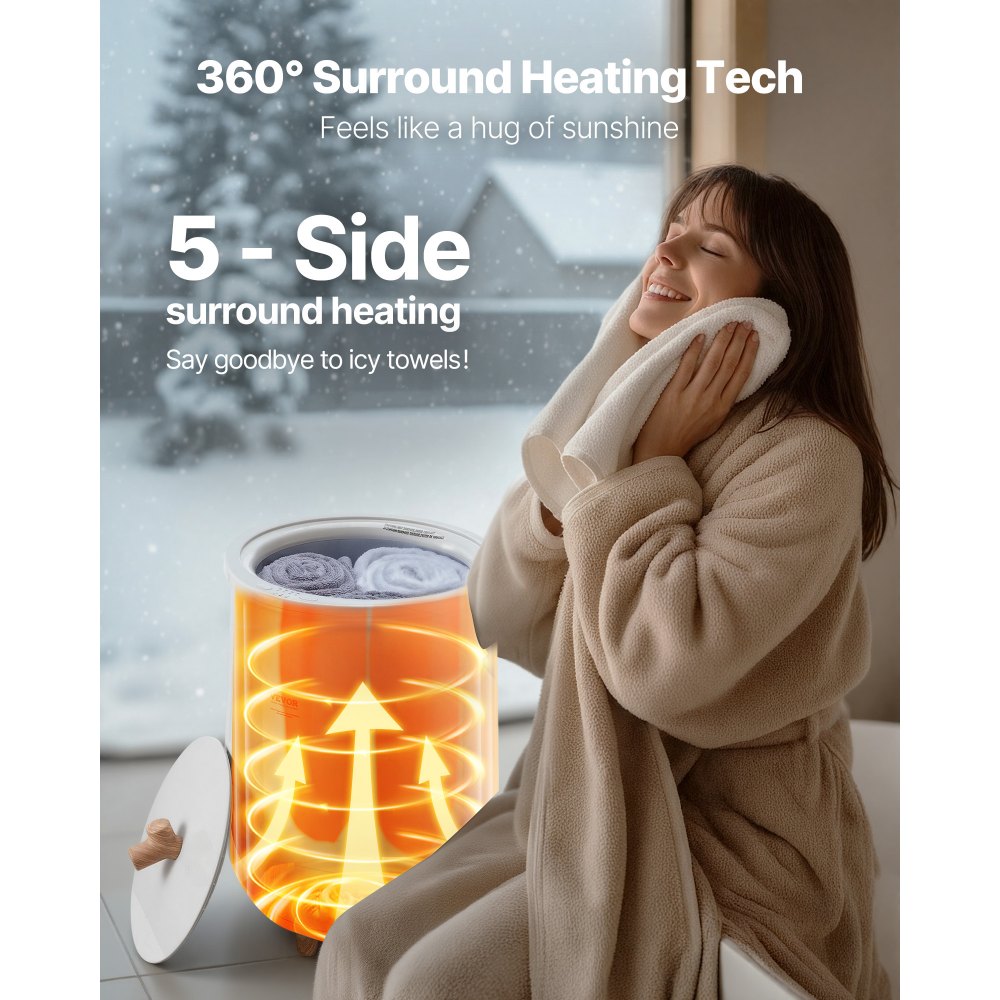 VEVOR Handtuchwärmer Eimer Wärmegerät 20 L mit LED-Licht & automatische Abschaltung & Temperatureinstellung, Towel Warmer für Spa Badezimmer Waschküche Grau, zum Erwärmen von Handtüchern