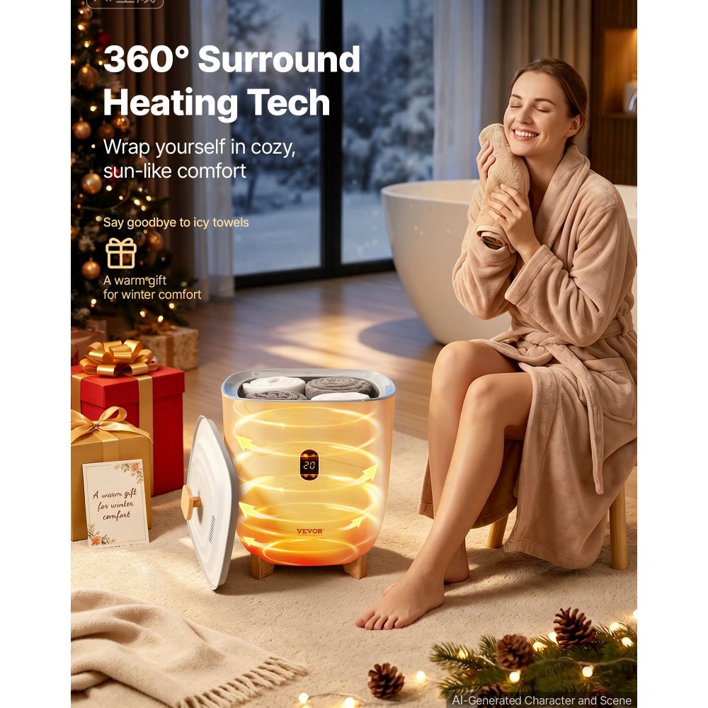 VEVOR Handtuchwärmer Eimer Wärmegerät 25 L mit LED-Anzeige & Einstellung (Timer & Temperatur) & automatischer Abschaltung, Towel Warmer für Badezimmer Waschküche, zum Erwärmen von Handtüchern