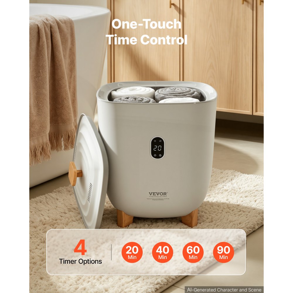 VEVOR Handtuchwärmer Eimer Wärmegerät 25 L mit LED-Anzeige & Einstellung (Timer & Temperatur) & automatischer Abschaltung, Towel Warmer für Badezimmer Waschküche, zum Erwärmen von Handtüchern